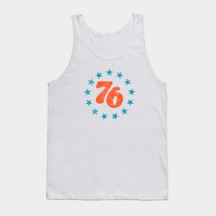 76 - Star Design (Worn Red + Blue on White) Tank Top